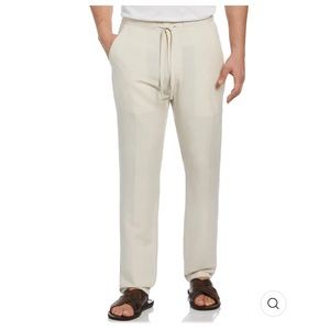 Cubavera Linen-Blend Core Drawstring Pants, Linen Blend Bright White XXL 32”